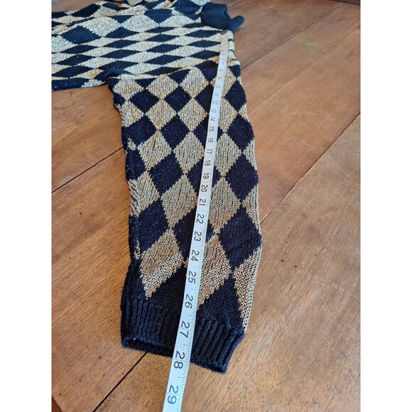 VTG Pullover Sweater Metallic Gold/Black Diamond Pattern Maurada Collections XL - Picture 12 of 14